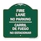 Signmission Fire Lane No Parking-Carril De Fuege No Esta Conar, Green & White Alum, 18" x 18", GW-1818-23981 A-DES-GW-1818-23981 - alternate 1